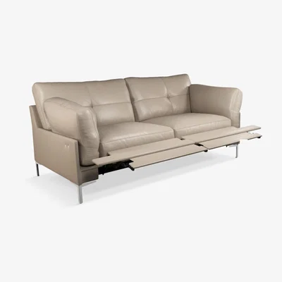 John Lewis John Lewis & Partners Java II Motion Medium 2 Seater Leather Sofa with Footrest Mechanism, Metal Leg