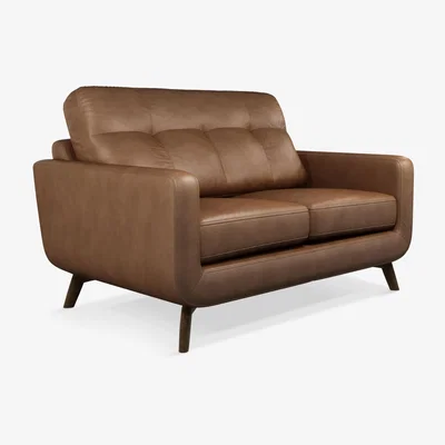 John Lewis John Lewis & Partners Barbican Small 2 Seater Leather Sofa, Dark Leg