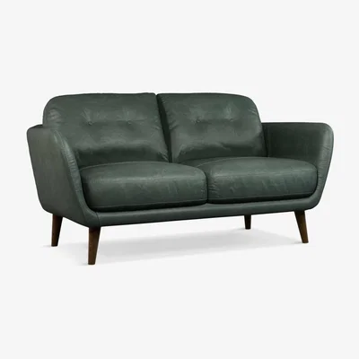 John Lewis John Lewis & Partners Arlo Small 2 Seater Leather Sofa, Dark Leg