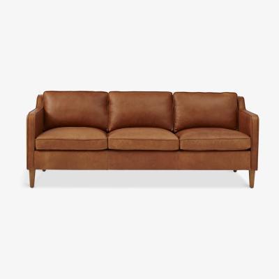 John Lewis west elm Hamilton Large 3 Seater Leather Sofa, Sienna