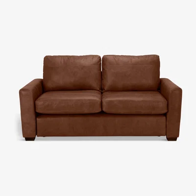 John Lewis John Lewis & Partners Oliver Medium 2 Seater Leather Sofa, Dark Leg