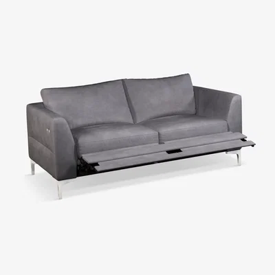 John Lewis John Lewis & Partners Belgrave Motion Medium 2 Seater Leather Sofa with Footrest Mechanism, Metal Leg