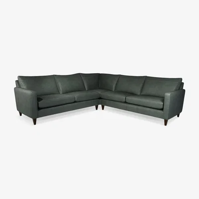 John Lewis John Lewis & Partners Bailey 5+ Seater Leather Corner Sofa, Dark Leg
