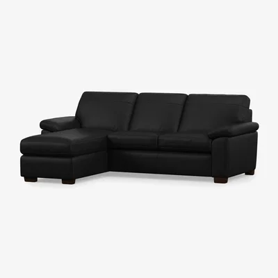 John Lewis John Lewis Camden LHF Chaise End Leather Sofa Bed, Dark Leg