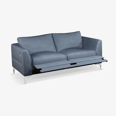 John Lewis John Lewis & Partners Belgrave Motion Medium 2 Seater Leather Sofa with Footrest Mechanism, Metal Leg