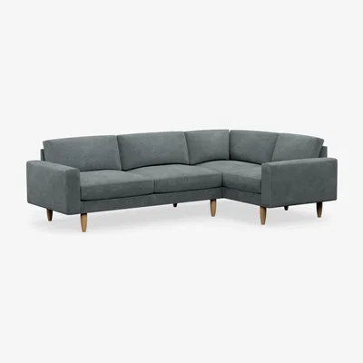 John Lewis Hutch Rise Block Arm 5 Seater Slim Corner Sofa, Light Leg