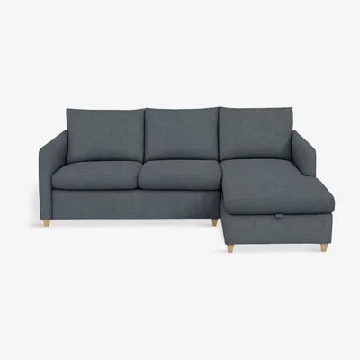 John Lewis John Lewis & Partners Bailey RHF Chaise End Sofa Bed, Light Leg, Hatton Steel