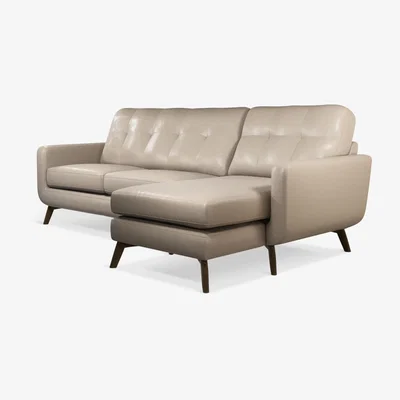 John Lewis John Lewis & Partners Barbican RHF Chaise End Leather Sofa, Dark Leg