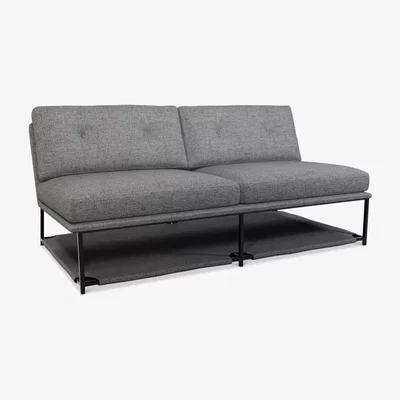 John Lewis ANYDAY John Lewis & Partners Shelf Medium 2 Seater Sofa, Black Metal Leg, Aim Light Grey