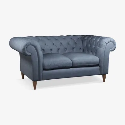 John Lewis John Lewis & Partners Cromwell Chesterfield Small 2 Seater Leather Sofa, Dark Leg