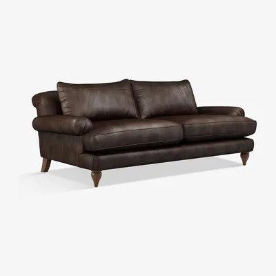 John Lewis Croft Collection Findon Grand 4 Seater Leather Sofa, Dark Leg