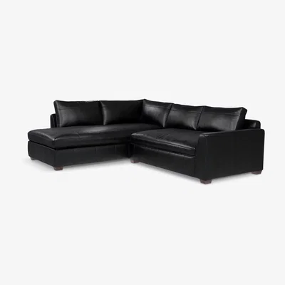 John Lewis John Lewis & Partners Tortona LHF Chaise End Leather Sofa, Dark Leg