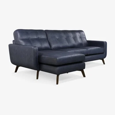 John Lewis John Lewis & Partners Barbican LHF Chaise End Leather Sofa, Dark Leg