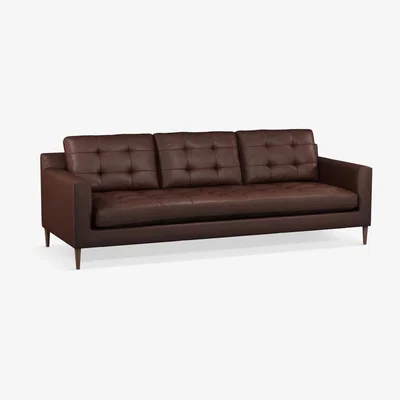 John Lewis John Lewis & Partners Draper Leather Grand 4 Seater Sofa, Dark Leg