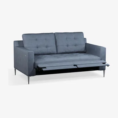 John Lewis John Lewis & Partners Draper Motion Medium 2 Seater Leather Sofa with Footrest Mechanism, Metal Leg
