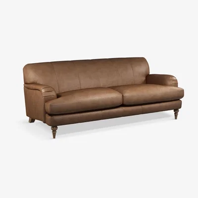 John Lewis John Lewis & Partners Harrogate High Back Grand 4 Seater Leather Sofa, Dark Leg