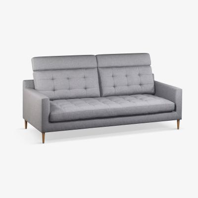 John Lewis John Lewis Draper High Back Large 3 Seater Sofa, Light Leg, Brushed Tweed Grey