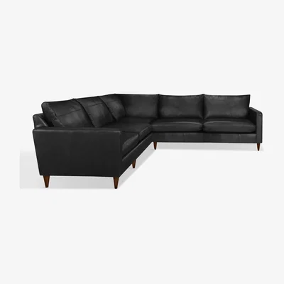 John Lewis John Lewis & Partners Bailey 5+ Seater Leather Corner Sofa, Dark Leg