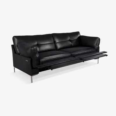 John Lewis John Lewis & Partners Java II Motion Large 3 Seater Leather Sofa with Footrest Mechanism, Metal Leg