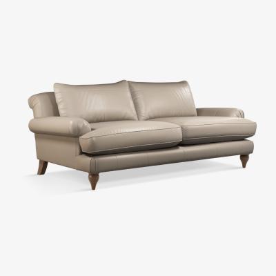 John Lewis Croft Collection Findon Grand 4 Seater Leather Sofa, Dark Leg