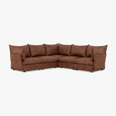 John Lewis Swyft Model 06 5+ Seater Faux Leather Corner Sofa, Chestnut