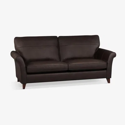 John Lewis John Lewis & Partners Charlotte High Back Grand 4 Seater Leather Sofa, Dark Leg