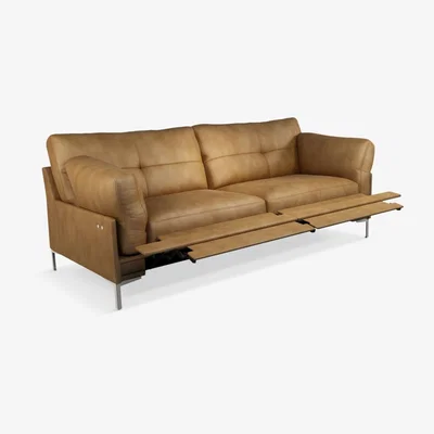 John Lewis John Lewis & Partners Java II Motion Large 3 Seater Leather Sofa with Footrest Mechanism, Metal Leg