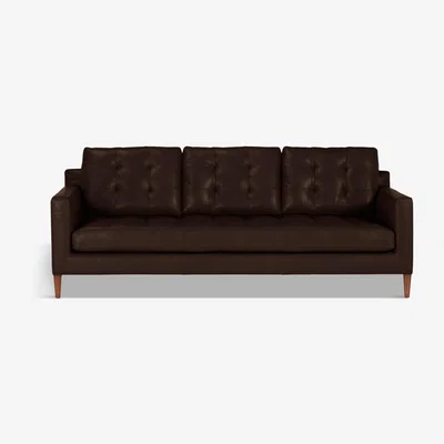 John Lewis John Lewis & Partners Draper Leather Grand 4 Seater Sofa, Dark Leg