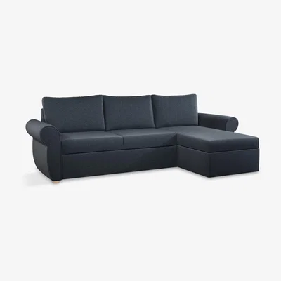 John Lewis John Lewis Sansa Scroll Arm Chaise End Sofa Bed, Light Leg, Brushed Tweed Navy