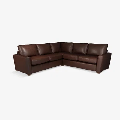 John Lewis John Lewis & Partners Oliver Leather Corner Pack Unit, Dark Leg