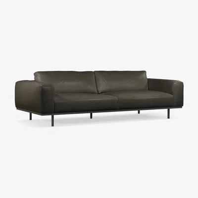 John Lewis Halo Nougat Large 3 Seater Leather Sofa, Hand Tipped Pewter