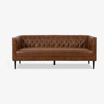 John Lewis Halo Williams Large 3 Seater Leather Sofa, Vintage Soft Camel