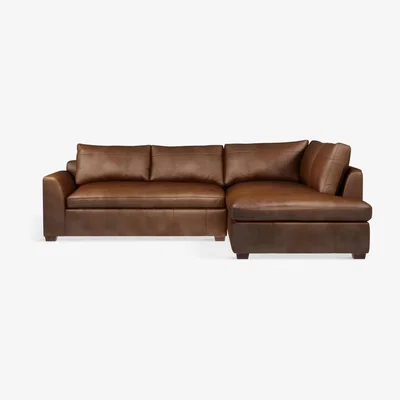 John Lewis John Lewis & Partners Tortona RHF Chaise End Leather Sofa, Dark Leg