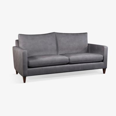 John Lewis John Lewis & Partners Bailey Large 3 Seater Leather Sofa, Dark Leg