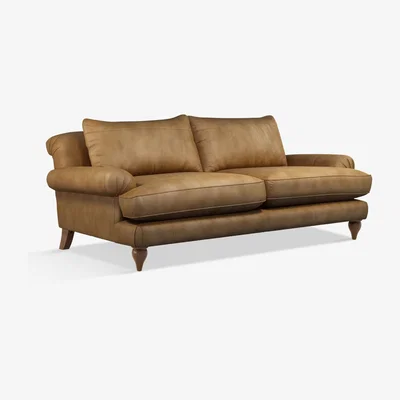 John Lewis Croft Collection Findon Grand 4 Seater Leather Sofa, Dark Leg
