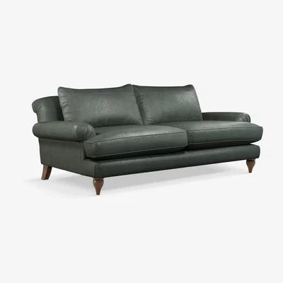 John Lewis Croft Collection Findon Grand 4 Seater Leather Sofa, Dark Leg