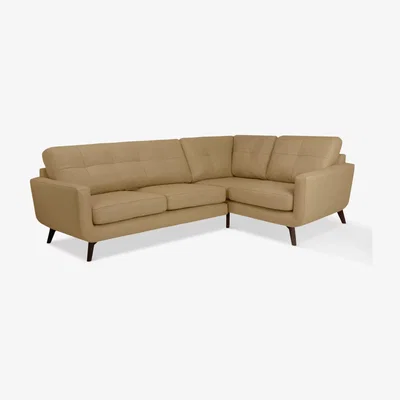 John Lewis John Lewis & Partners Barbican 5+ Seater RHF Corner End Leather Sofa, Dark Leg