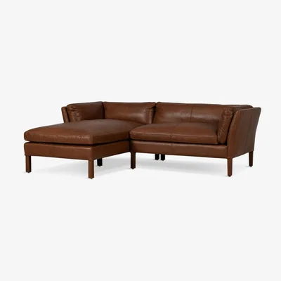 John Lewis Halo Groucho Grand 4 Seater LHF Chaise End Leather Sofa, Riders Nut
