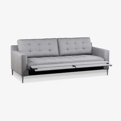 John Lewis John Lewis & Partners Draper Motion Large 3 Seater Sofa with Footrest Mechanism, Metal Leg, Saga Grey