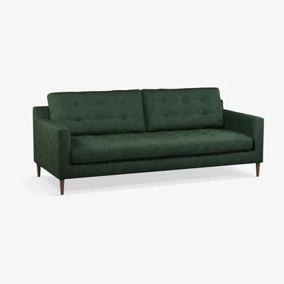 John Lewis John Lewis & Partners Draper Large 3 Seater Sofa, Dark Leg, Charm Forest Green