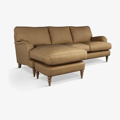 John Lewis John Lewis & Partners Otley Grand 4 Seater LHF Chaise End Leather Sofa, Dark Leg