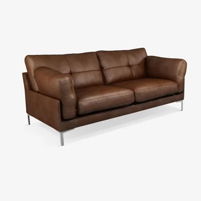 John Lewis John Lewis & Partners Java II Medium 2 Seater Leather Sofa, Metal Leg
