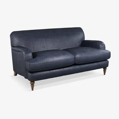 John Lewis John Lewis & Partners Harrogate High Back Medium 2 Seater Leather Sofa, Dark Leg