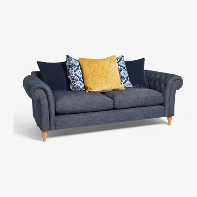 John Lewis John Lewis Cromwell Chesterfield Scatter Back Grand 4 Seater Sofa, Light Leg, Navy