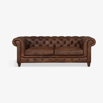 John Lewis Halo Earle Chesterfield Large 3 Seater Leather Sofa, Antique Whisky