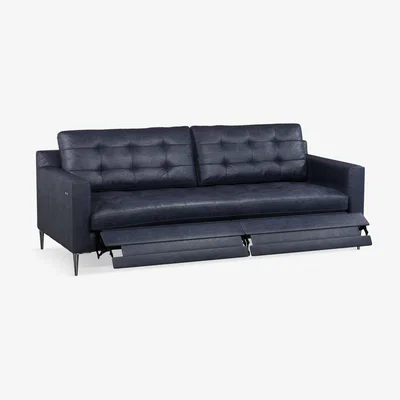 John Lewis John Lewis & Partners Draper Motion Large 3 Seater Leather Sofa with Footrest Mechanism, Metal Leg