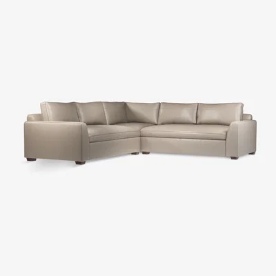 John Lewis John Lewis & Partners Tortona 5+ Seater Leather Corner Sofa, Dark Leg