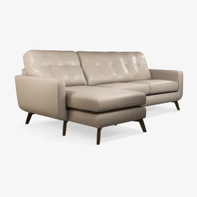 John Lewis John Lewis & Partners Barbican LHF Chaise End Leather Sofa, Dark Leg