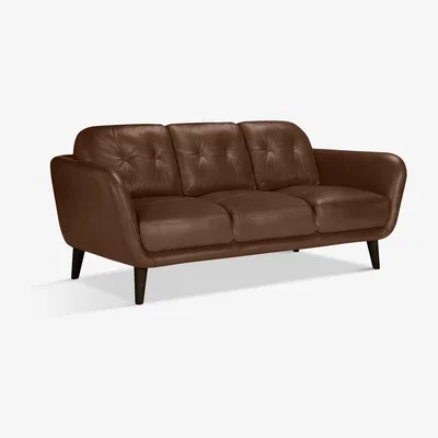 John Lewis John Lewis & Partners Arlo Large 3 Seater Leather Sofa, Dark Leg