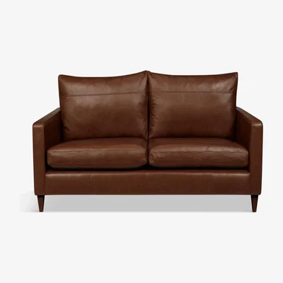 John Lewis John Lewis & Partners Bailey Small 2 Seater Leather Sofa, Dark Leg